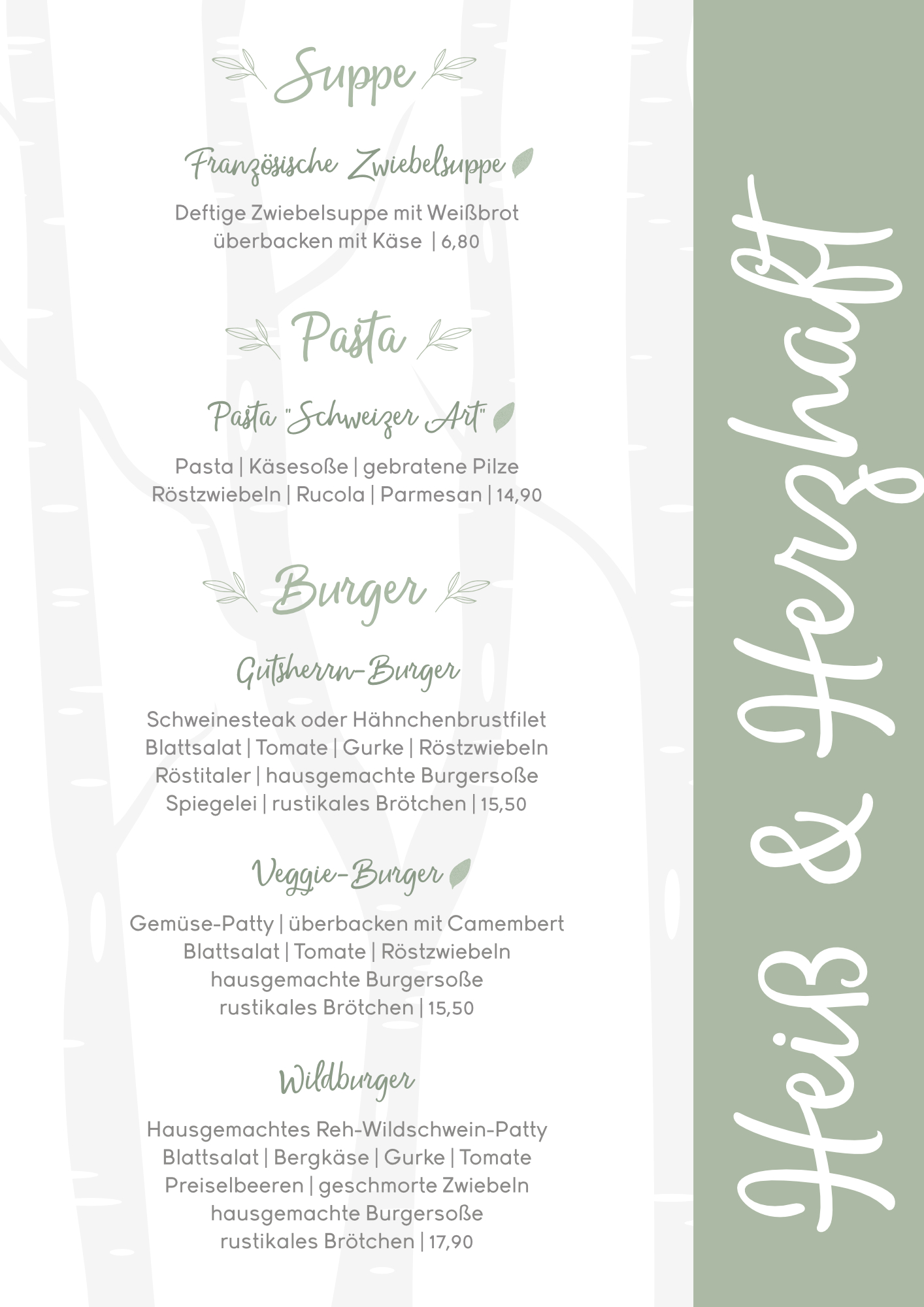 Speisekarte Landgasthof Graes Okt Nov Dez 2025 - Heiss Herzhaft