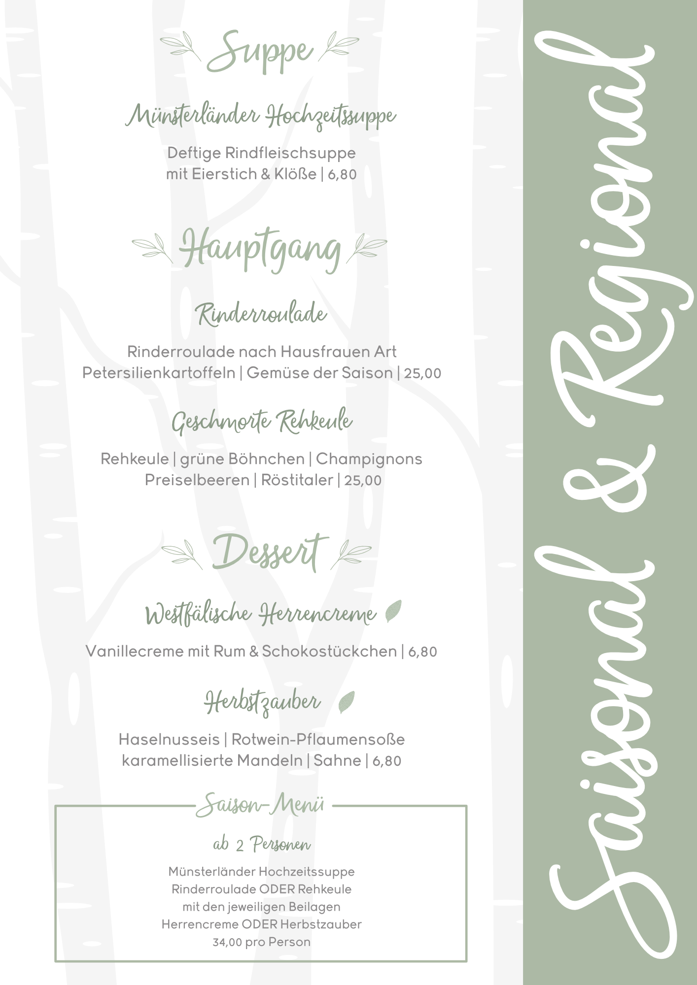 Speisekarte Landgasthof Graes Okt Nov Dez 2025 - Saisonal Regional