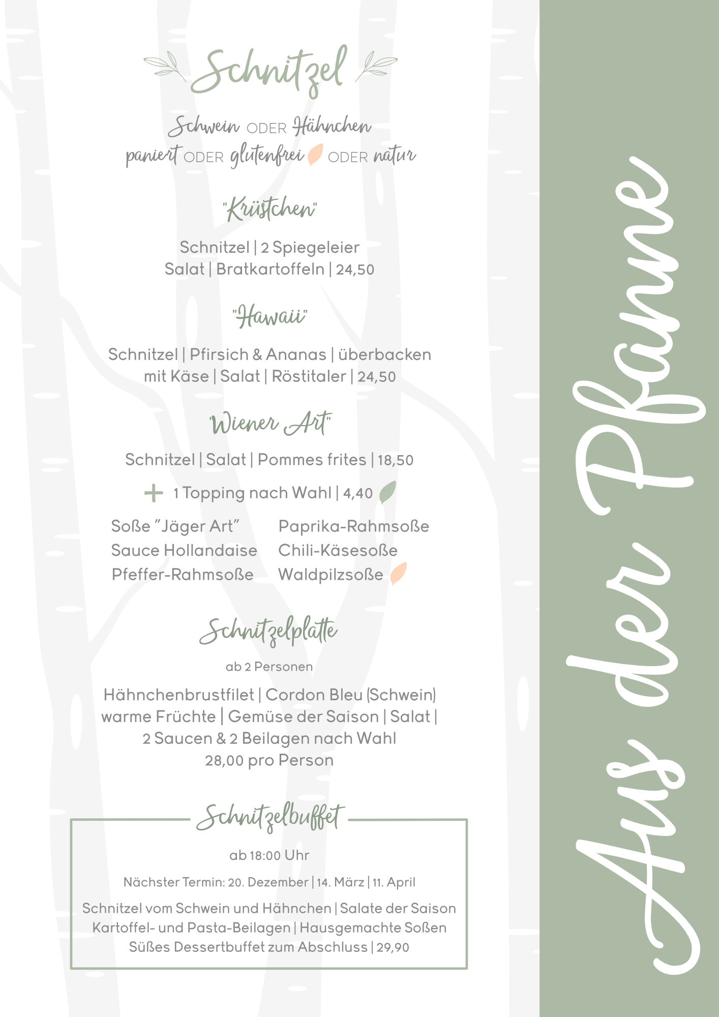 Speisekarte Landgasthof Graes Okt Nov Dez 2025 - Schnitzel