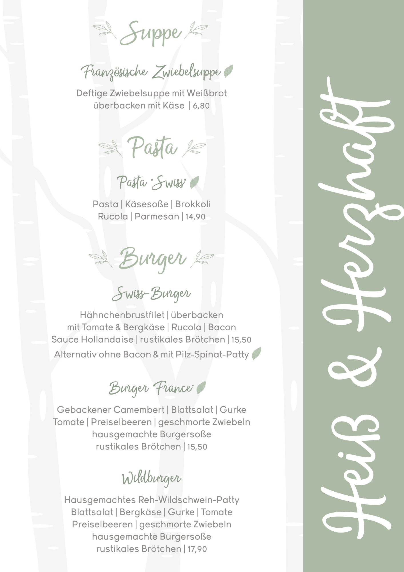 Speisekarte Landgasthof Graes Jan Feb März 2026 - Heiss Herzhaft