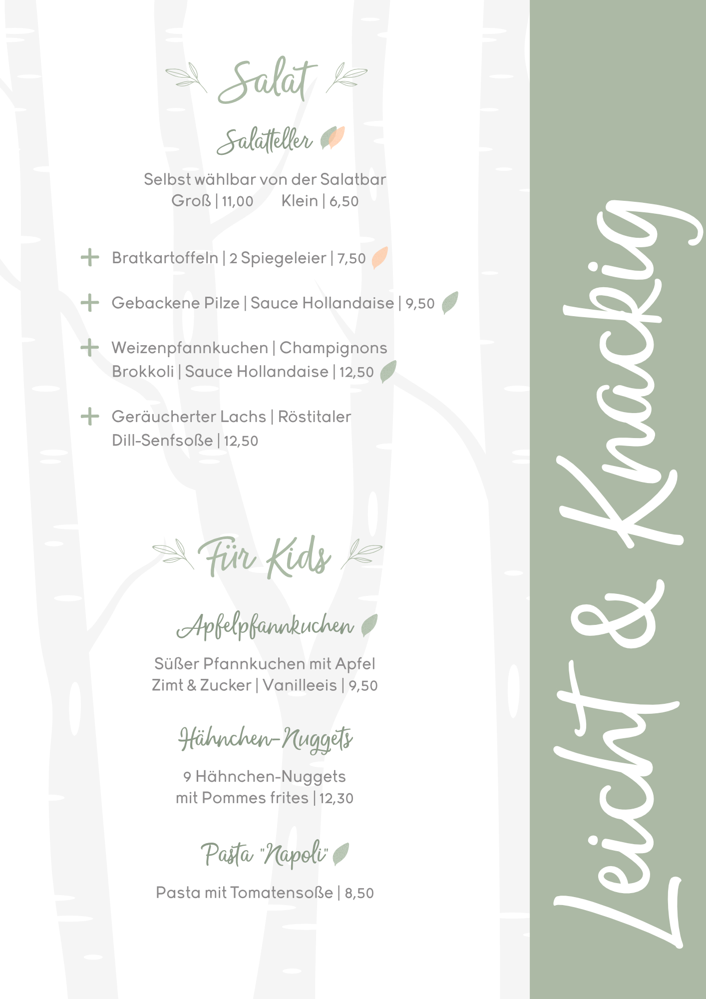 Speisekarte Landgasthof Graes Jan Feb März 2026 - Salat Kids