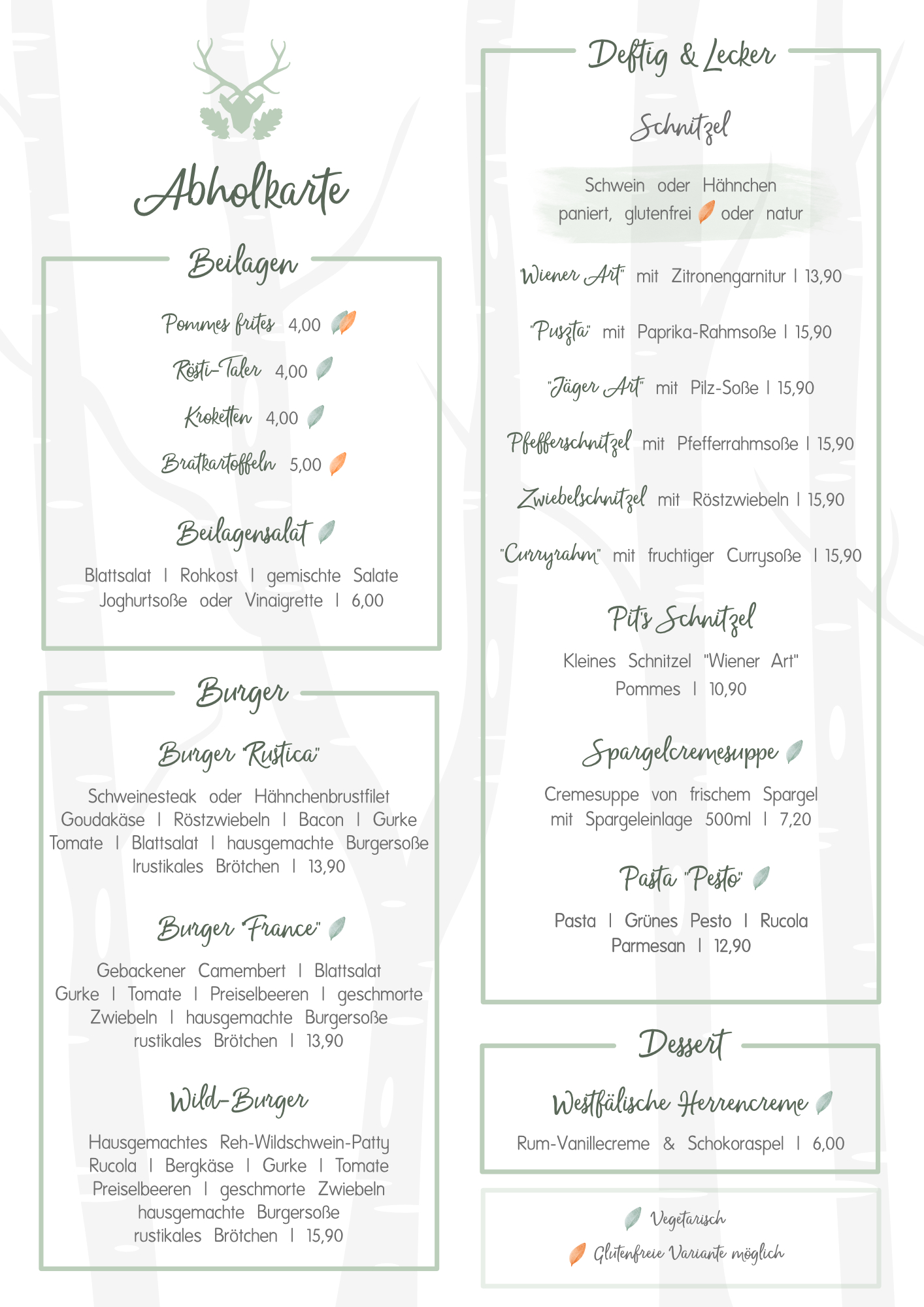 Abholkarte Landgasthof Graes April Mai Juni 2026