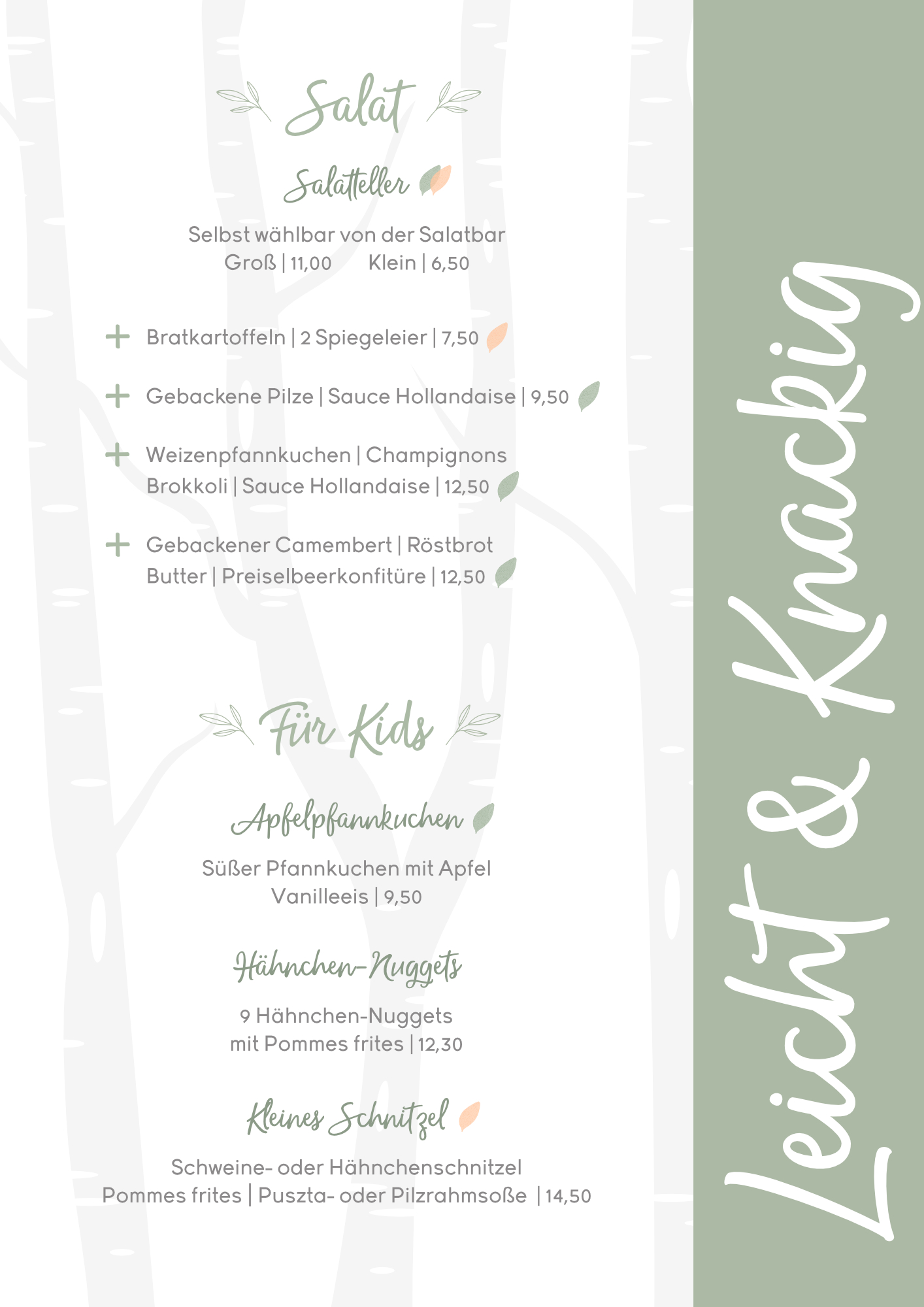 Speisekarte Landgasthof Graes April September 2026 - Salat Kids